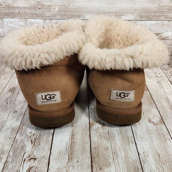 UGG Bailey Button Women's 9 Shoes Brown Tan Suede Comfort Shearling Boots 3352 - Picture 3 of 12